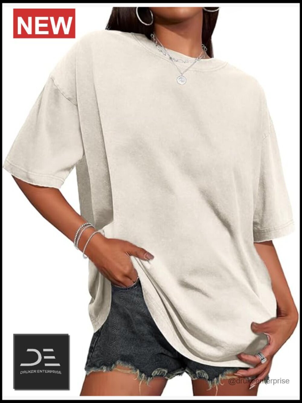 Oversized Short Sleeve Crew Neck Tee Casual Loose Fit Cotton T-Shirt